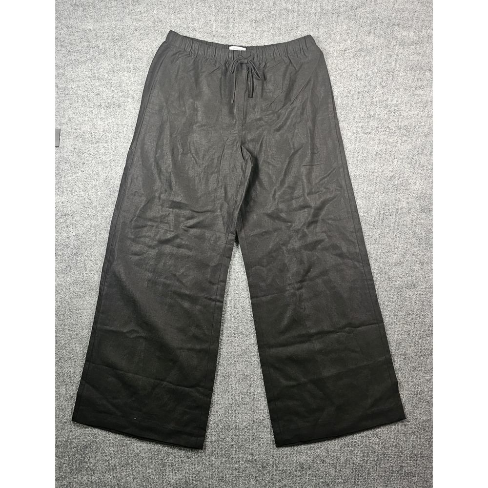 Aritzia Lodge Linen Wide Leg Pants Large Black